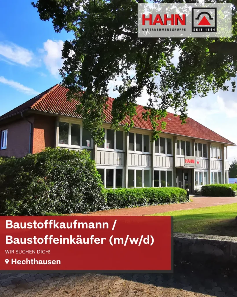 HAHN_Unternehmensgruppe_Stellenanzeige Baustoffkaufmann